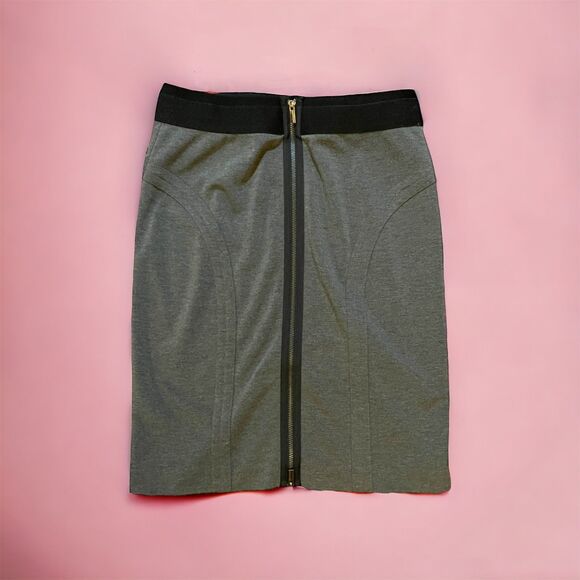 BCBGMaxAzria Grey Stretch Mini Pencil Skirt M NWOT!! - Picture 3 of 5